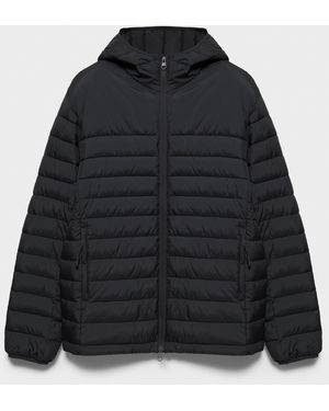 Pull&Bear Leichte Pufferjacke Mit Kapuze - Schwarz