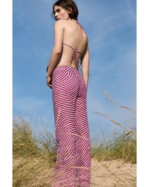 Pull&Bear Fließende Hose Mit Wellenmuster - Blau