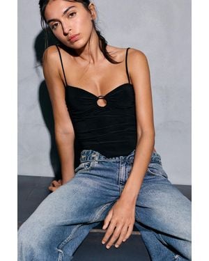 Pull&Bear Top Mit Trägern Und Ausschnitt-Applikation - Blau