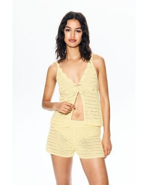 Pull&Bear Crochet Top With Bow - Yellow