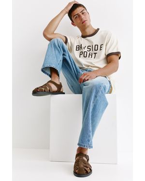 Pull&Bear Leather Cage Sandals - Brown