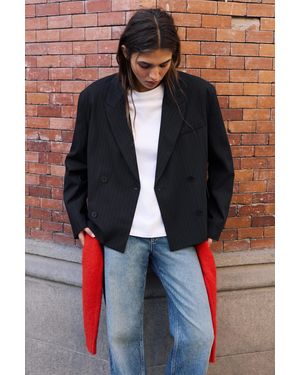 Pull&Bear Boxy Pinstripe Blazer - Blue