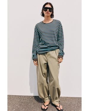 Pull&Bear Oversize Long Sleeve Striped T-Shirt - Brown