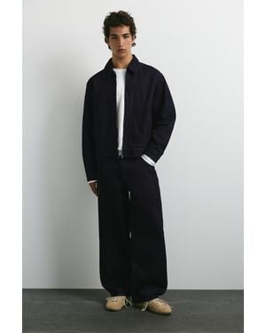 Pull&Bear Front Seam Barrel Jeans - Black