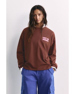 Pull&Bear Oversize Graphic T-Shirt - Red