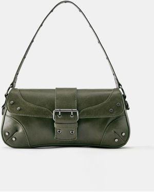 Pull&Bear Suede Shoulder Bag With Buckle - Red