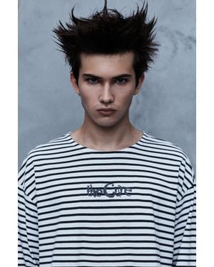 Pull&Bear The Cure Striped T-Shirt - Black