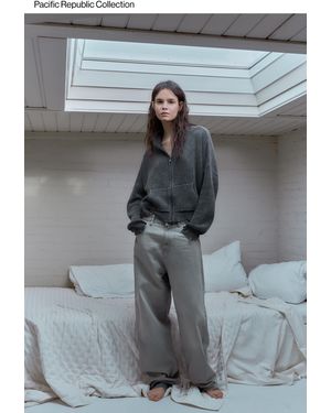 Pull&Bear Zip-Up Ripped Cardigan - Grey