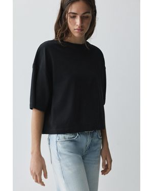 Pull&Bear Boxy Fit Short Sleeve T-Shirt - Black