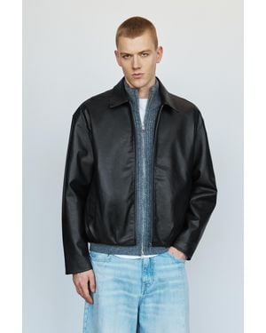 Pull&Bear Leather-Effect Jacket - Black