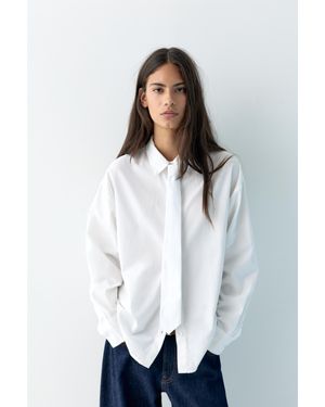 Pull&Bear Poplin Shirt With Tie - Black