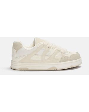 Pull&Bear Lace-Up Skater Trainers - White