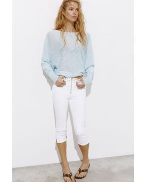 Pull&Bear Fine Knit Asymmetric Jumper - Blue
