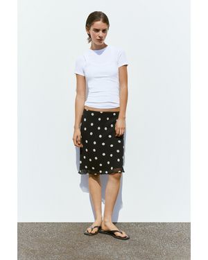 Pull&Bear Polka Dot Skirt - Black