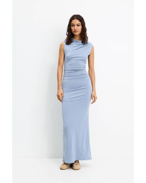 Pull&Bear Sleeveless Gathered Dress - Blue