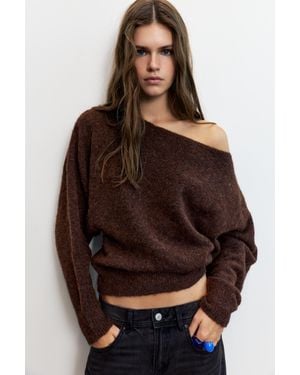 Pull&Bear Asymmetric Knit Jumper - Brown