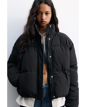 Pull&Bear Puffer Jacket With A Funnel Neck - Black
