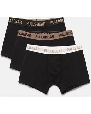 Pull&Bear 3-Pack Of Boxers With Logo - Black