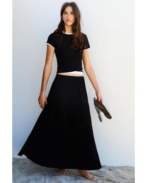 Pull&Bear Flowy Panelled Midi Skirt - Blue