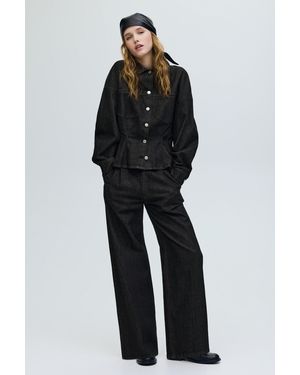 Pull&Bear Relaxed Fit Wide-Leg Jeans - Black