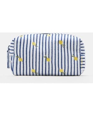 Pull&Bear Striped Terry Cloth Toiletry Bag - Blue