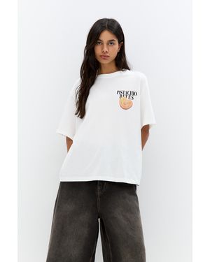 Pull&Bear Breakfast Graphic T-Shirt - White