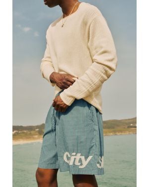 Pull&Bear Bermudashorts Mit Karomuster Und Grafik - Mehrfarbig