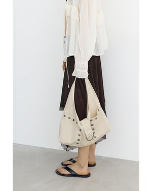 Pull&Bear Schultertasche Mit Nieten - Natur