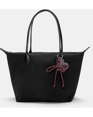 Pull&Bear Nylon Shopper Bag With Charm Detail - Black