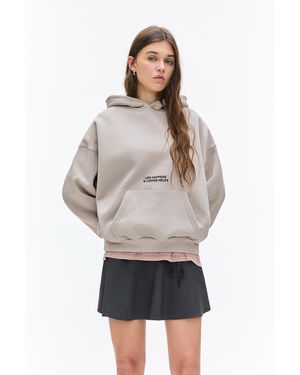 Pull&Bear Espresso Graphic Hoodie - Natural
