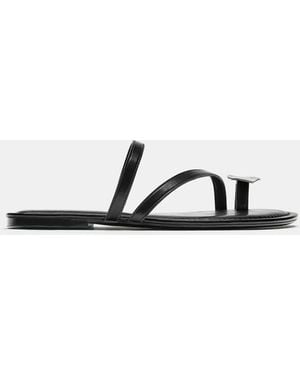 Pull&Bear Flache Sandalen Mit Zierdetail - Weiß