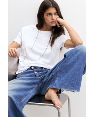 Pull&Bear Basic Short Sleeve T-Shirt - Blue
