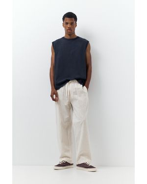 Pull&Bear Linen Blend Jogger Trousers - Blue