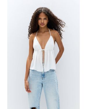 Pull&Bear Rustic Top With Tie - Blue