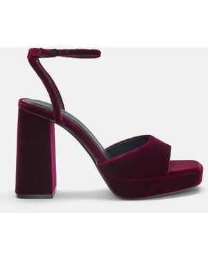 Pull&Bear Velvet Platform High-Heel Sandals - Multicolour