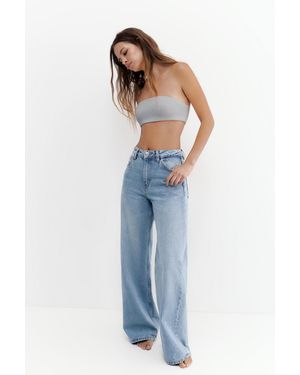 Pull&Bear High-Waist Wide-Leg Jeans - Blue