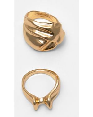 Pull&Bear Packung Mit 2 Unregelmäßigen Ringen - Weiß