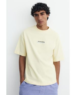 Pull&Bear Oversize Embroidered T-Shirt - Natural