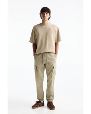 Pull&Bear Cargo Jogger Trousers - Natural