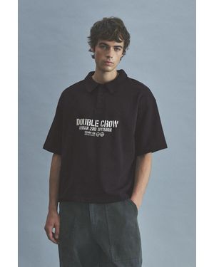Pull&Bear Short Sleeve Text Polo Shirt - Grey