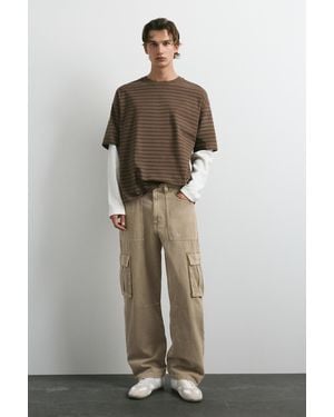 Pull&Bear Relaxed-Fit-Cargo-Jeans - Natur