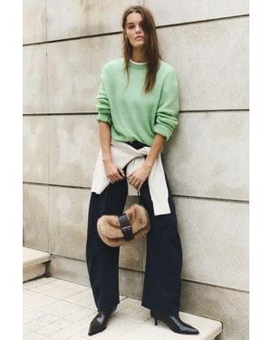 Pull&Bear Pullover, Relaxed-Fit, Rundausschnitt - Grün