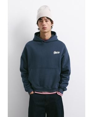 Pull&Bear Stwd Sweatshirt Mit Kapuze - Blau