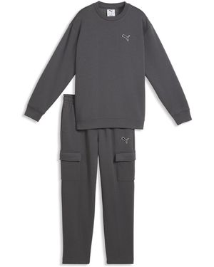 PUMA Chándal Essentials Elevated De Corte Holgado Juvenil, Accesoiros, Gris - Negro
