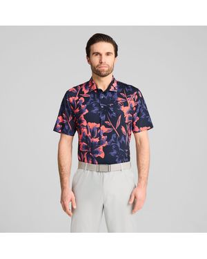 PUMA Mattr Broken Flower Golfpoloshirt Voor Blauw/Roze