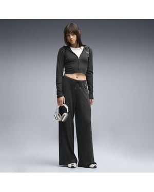 PUMA Essentials Ribbed Wide Leg Pants - Black