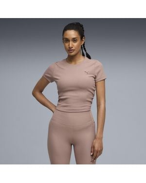 PUMA Cloudspun Ultra Soft Ribbed Crop Training T-Shirt - Brown