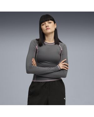PUMA Top Ajustado De Manga Larga Yona Para Mujer - Gris