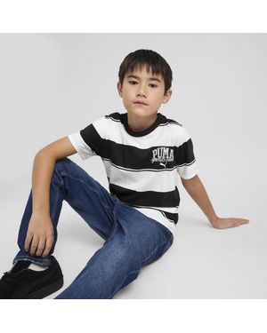 PUMA Class Gestreiftes T-Shirt Teenager, Kleidung - Blau
