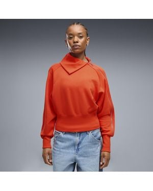 PUMA T7 Sweatshirt Mit Asymmetrischem Reißverschluss Damen, Kleidung - Rot